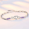 Luckacco New 925 Sterling Silver Bracelet Purple Crystal Zircon Heart For Woman Charm Bracelet Jewelry Gift