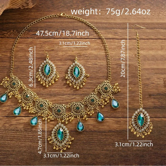 Luckacco Pendentif goutte d'eau, ensemble de bijoux à pampilles ajourées, Style ethnique ajouré pour femmes, ensemble de bijoux Vintage exagéré
