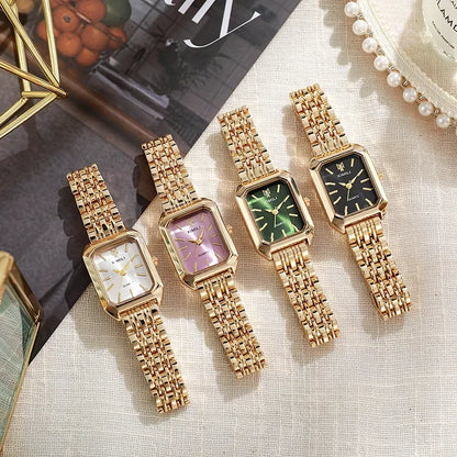 Luckacco 2025 Hot Brand Stainless Steel Strap Watch Women Luxury Gift Quartz Wristwatch Student Fashion Simple Square Quartz Watches