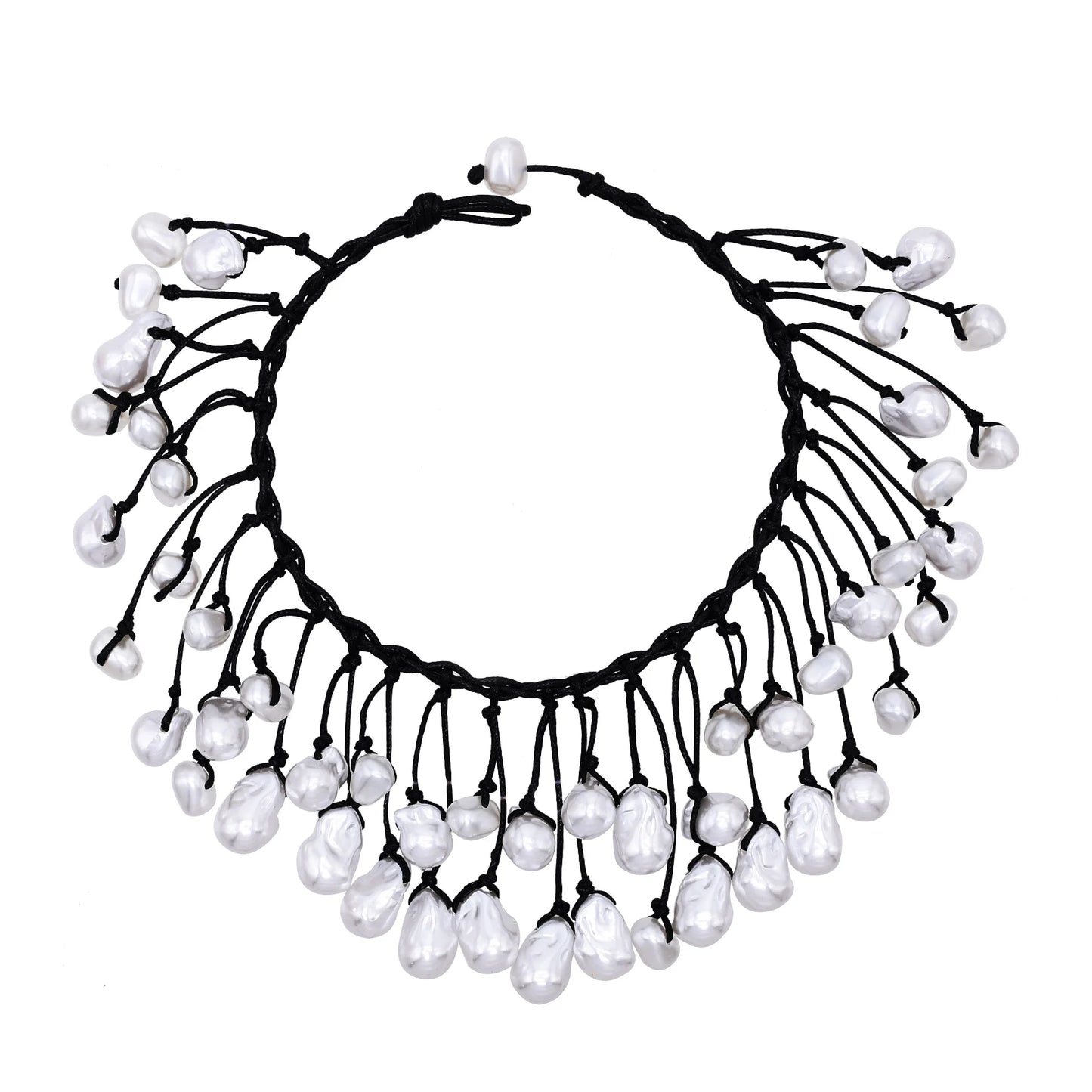 luckacco luxury weave imitation pearl baroque necklace for women fashionable long chain dress jewelry female elegant accessory gift