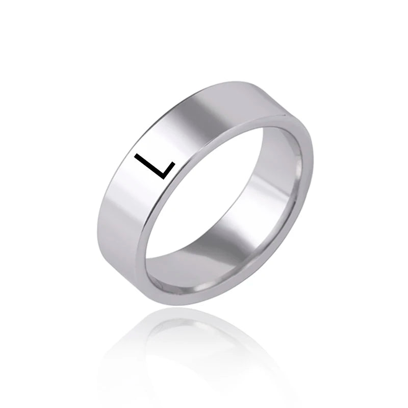 luckacco fashion 26 english initial letter ring stainless steel engraved name rings for women birthday gifts