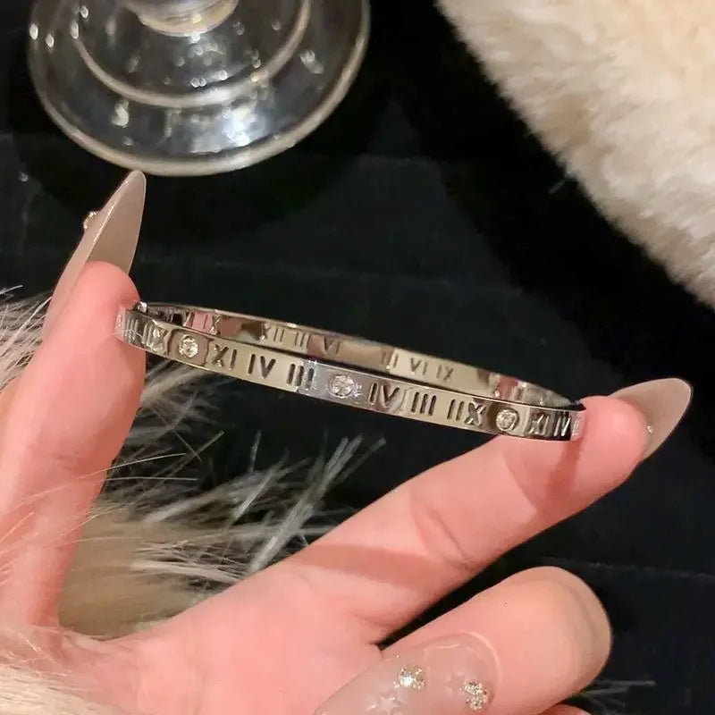 luckacco silver color stainless steel colorfast bracelets skyful star bracelet set for women fashion light luxury jewelry gifts