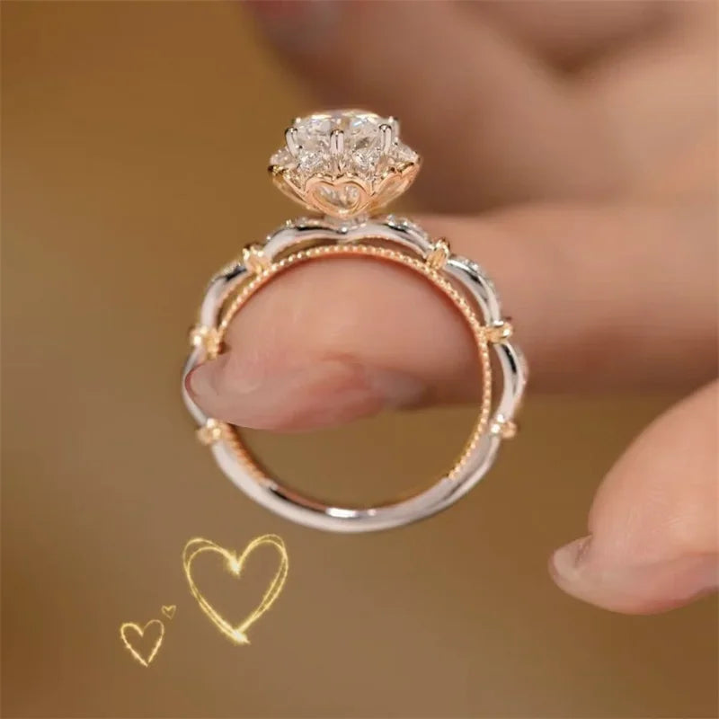 luckacco charm women silver color oval rings fashion white stones wedding engagement bridal ring jewelry