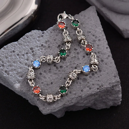 Luckacco New Arrival Trendy Colorful Crystal Thai Silver Female Bracelet  Jewelry For Women Birthday Gifts
