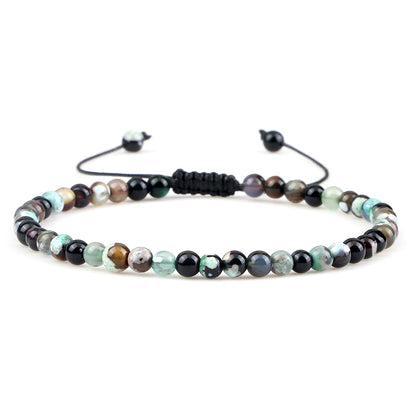 Luckacco Fashion Women Bracelets Natural Agates Onyx Stone Minimalist 4mm Beads Bracelet Handmade Girls Vacation Jewelry Best Friend Gift