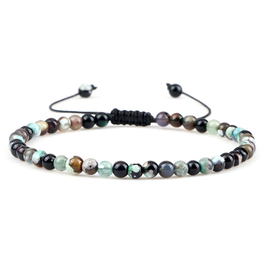 Luckacco Fashion Women Bracelets Natural Agates Onyx Stone Minimalist 4mm Beads Bracelet Handmade Girls Vacation Jewelry Best Friend Gift