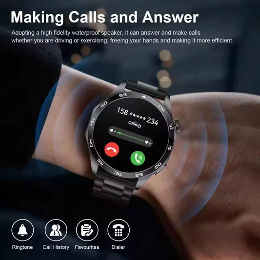 Luckacco 2025 New Mens Smart Watch 360 * 360 Bluetooth Call Smartwatch AMOLED Screen GPS Smart Watches NFC Waterproof Smart Watch for Men