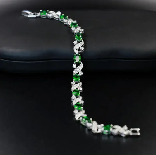 Luckacco Exquisite Shiny Tennis Ball Shape Crystal Zircon Bracelet for Women Fashion Evening Party Jewelry Girls Gift