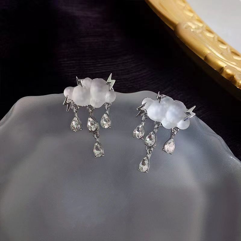 Exquisite Crystal White Cloud Necklace Earrings Jewelry Set Charm Ladies Jewelry Fashion Bridal Accessory Set Romantic Gifts - luckacco
