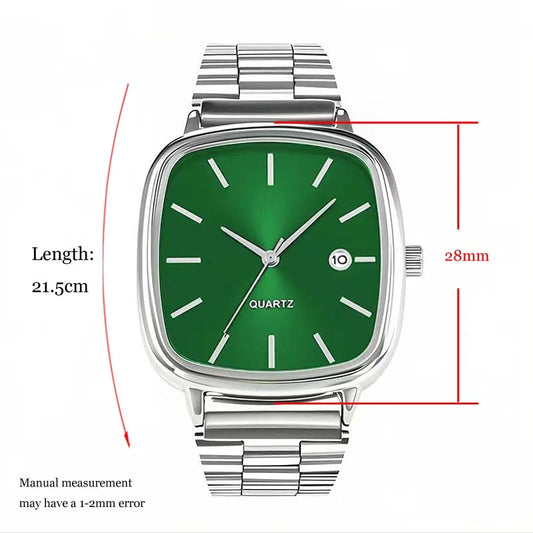 Luckacco Fashion Brand Men Watch Steel Strap Business Calendar Quartz Watches Luxury Wristwatches Gift  Big Dial Clock