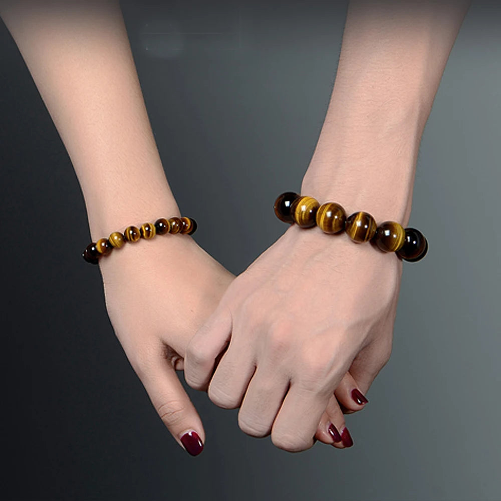 luckacco fashion 5a natural tiger's eye stone bracelets & bangle for women and men bracelets gift beads bracelets accessories