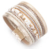 Luckacco ALLYES Natural Stone Leather Bracelet for Women Charm Retro Multilayer Crystal Snake Skin Wide Bracelets & Bangles Jewelry Gifts