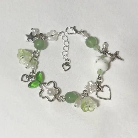Luckacco Forest critt bracelet handmade green fairy core jewelry