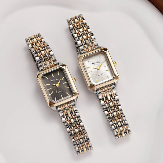 Luckacco New Fashionable Simple Explosive Square Bar Scale Dial Steel Strip Quartz Watch