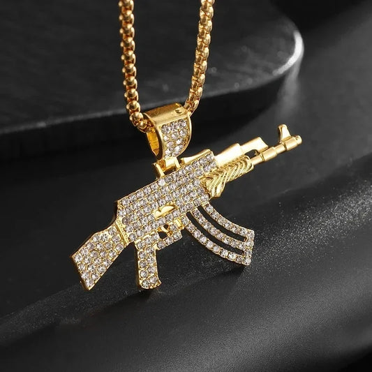 Luckacco Hip Hop Ice Out Zircon Letter Otf Letter Pendant Necklace for Men and Women Fashion Rock Party Jewelry Gift