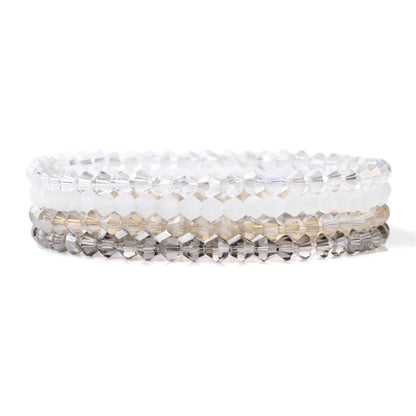 Luckacco 4Pcs/set Shinning Crystal Beads Elastic Bracelet Bohemian Faceted Colorful Crystal Glass Beaded Bracelet Bangles Set For Women