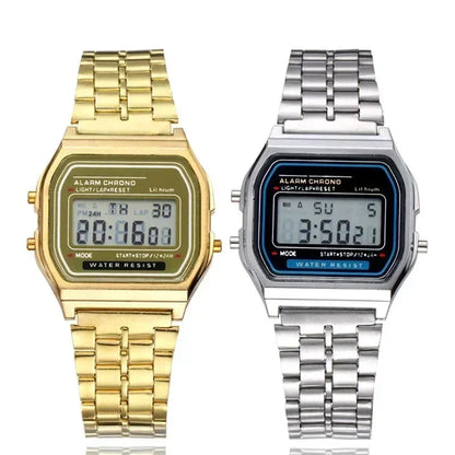 Luckacco Fashion Mens Watch Digital Led Luxury Stainless Steel Square Wristwatch Electronic Watches for Men Female Clock Reloj Hombre