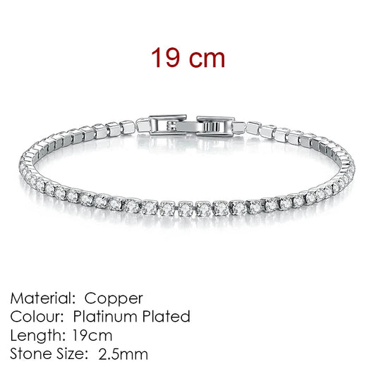 Luckacco Fashion Multicolor Tennis Bracelet for Women 2.5/3/4/5mm Zirconia Charm Designer Tennis Chain Men Bracelet Wedding Jewelry KC128