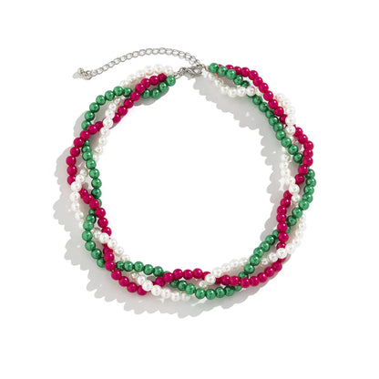 Luckacco Multi-Layer White Imitation Pearl Necklace Bead  Chain Punk Ladies Wedding Short Clavicle Necklac Girl Charm Banquet Jewelry