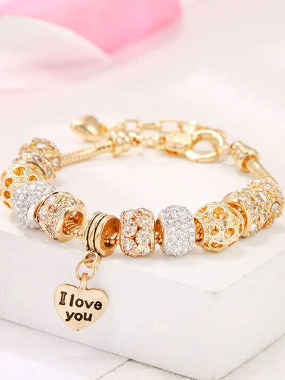 Luckacco 1PC Women's Fashion Pan Family DIY Multi Element Love Beaded Bracelet Date Travel Banquet Party Holiday Dressing Gift