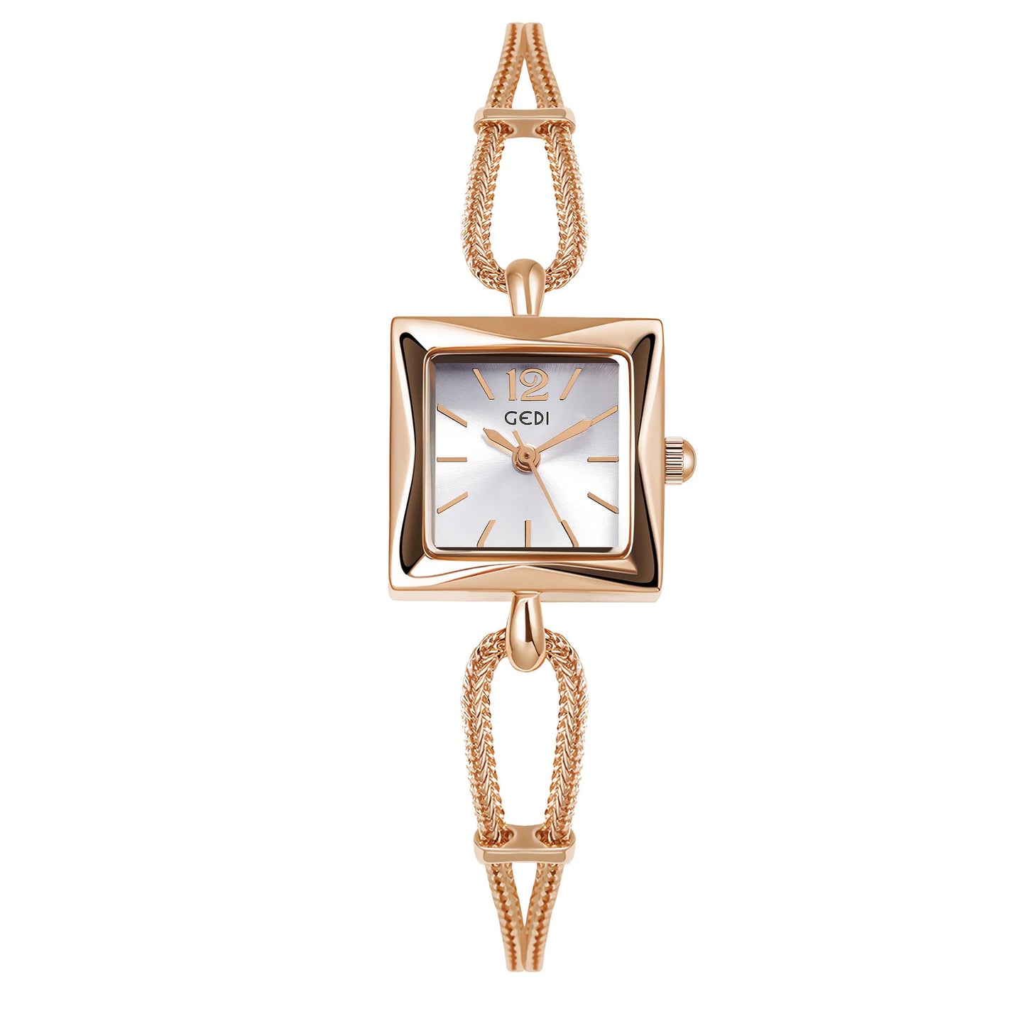 luckacco niche high-end women's watch simple small square plate alloy bracelet watch ladies medieval style quartz watch
