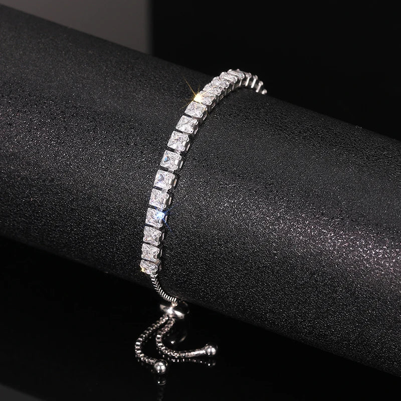 luckacco daily picks adjustable draw bracelet for women full bling crystal cubic zirconia exquisite female hand accessories statement jewelry