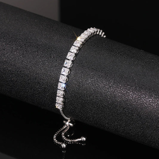 Luckacco daily picks Adjustable Draw Bracelet for Women Full Bling Crystal Cubic Zirconia Exquisite Female Hand Accessories Statement Jewelry