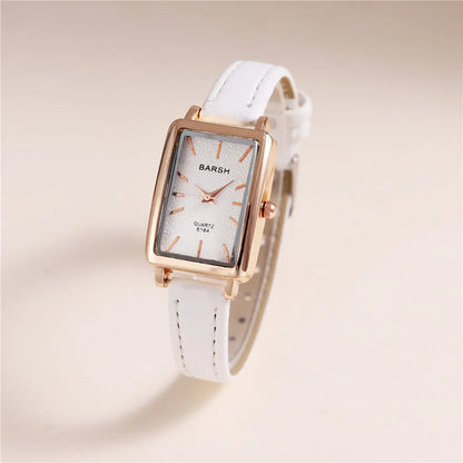 Luckacco fashion rectangle dial quartz women leather watch