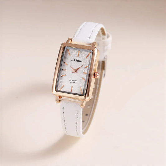 Luckacco fashion rectangle dial quartz women leather watch