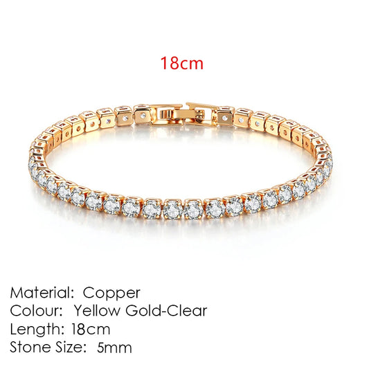 Luckacco Fashion Multicolor Tennis Bracelet for Women 2.5/3/4/5mm Zirconia Charm Designer Tennis Chain Men Bracelet Wedding Jewelry KC128