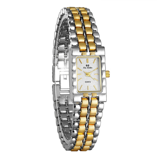 Luckacco Light Luxury Retro Gold Rectangle Classic Watches For Women Fashion Stainless Steel Womens Watch Vintage Quartz Wristwatches