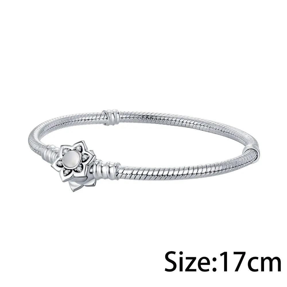 luckacco 925 sterling silver lotus charm fit bracelet diy for women fashion pendant romantic jewelry elegant charm fine 2025 new hot bead