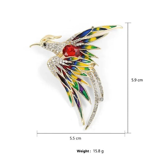 Luckacco Multicolor Crystal Phoenix Brooch Pin For Women Men Enamel Flying Beauty Bird Party Office Accessories Gifts