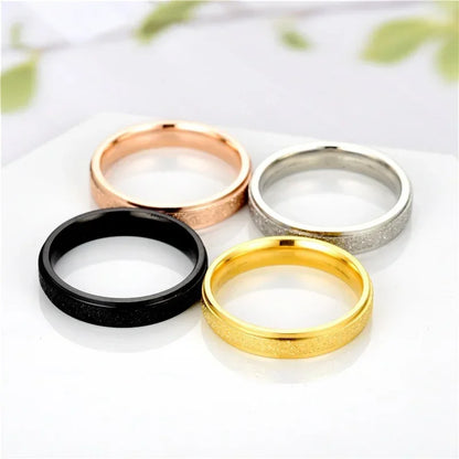 Luckacco Trendy Rings Stanless Steel Luxury Fashion Titanium Rose Gold Color Frosted Ring Exquisite Women Men Jewelry Wedding Gift Hot