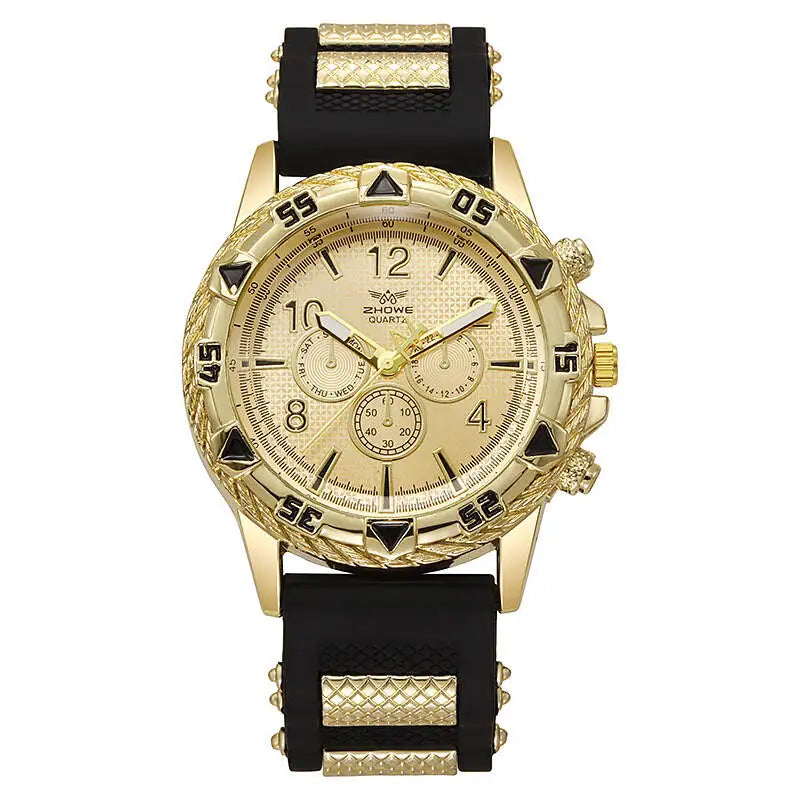 luckacco fashion large dial men’s watch casual silicone band analog quartz wrist watch man sports watches reloj hombre