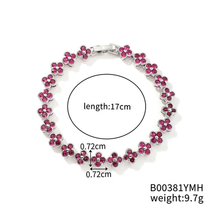 Luckacco Classic Fashion Colored Crystal Flower Lucky Bracelet Women Personalized New Stainless Steel Bracelet Party Jewelry Accessories