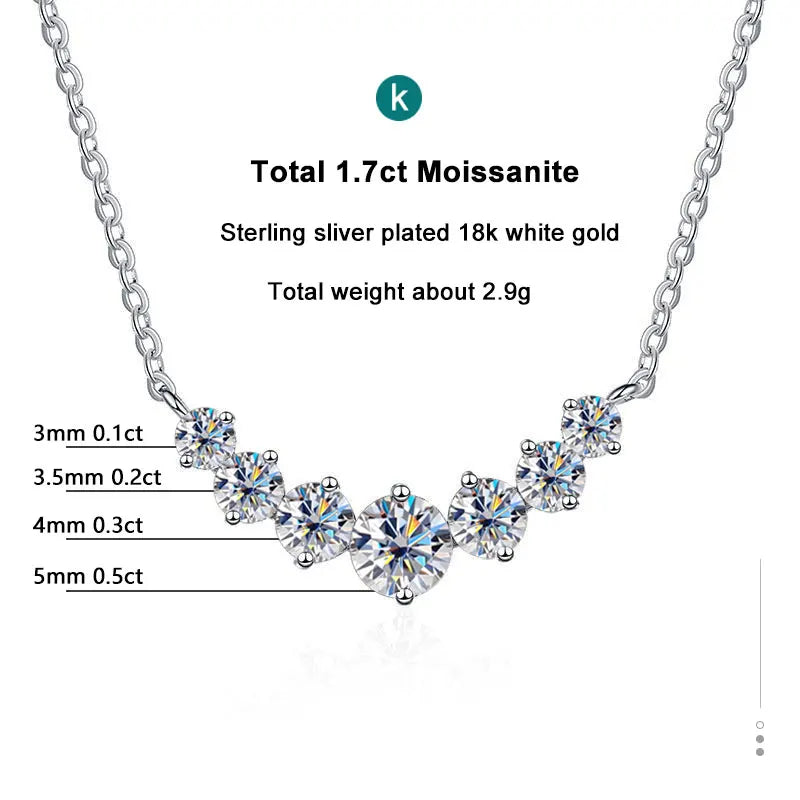 luckacco moissanite necklace for woman wedding fine jewely with certificates 925 sterling sliver plated 18k white gold necklace