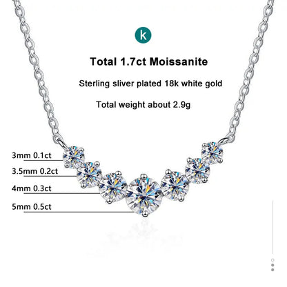 Luckacco Moissanite Necklace for Woman Wedding Fine Jewely with Certificates 925 Sterling Sliver Plated 18k White Gold Necklace