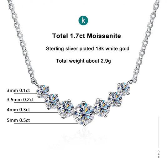Luckacco Moissanite Necklace for Woman Wedding Fine Jewely with Certificates 925 Sterling Sliver Plated 18k White Gold Necklace