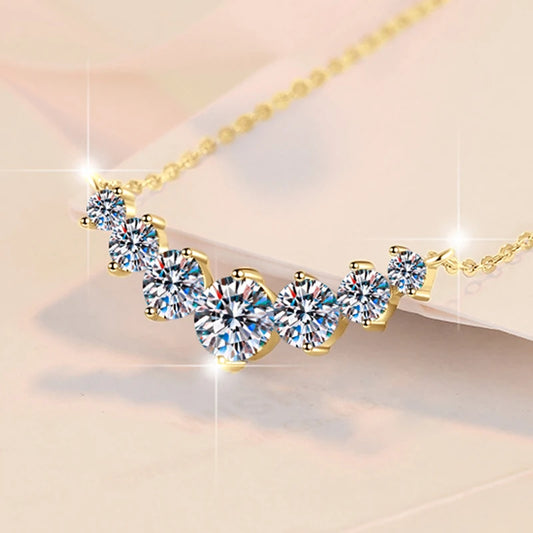 Luckacco U-Smile Moissanite Necklace D VVS1 for Women D Color Sparkling Lab Diamon Luxury Necklaces 925 Sterling Silver GRA Certified