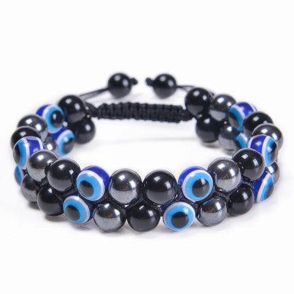 Luckacco Fashion Men Tiger Eye Natutal Stone Beaded Braided Bracelet Bangles Handmade Double Layer Lapis Lazuli Bracelets Hommes