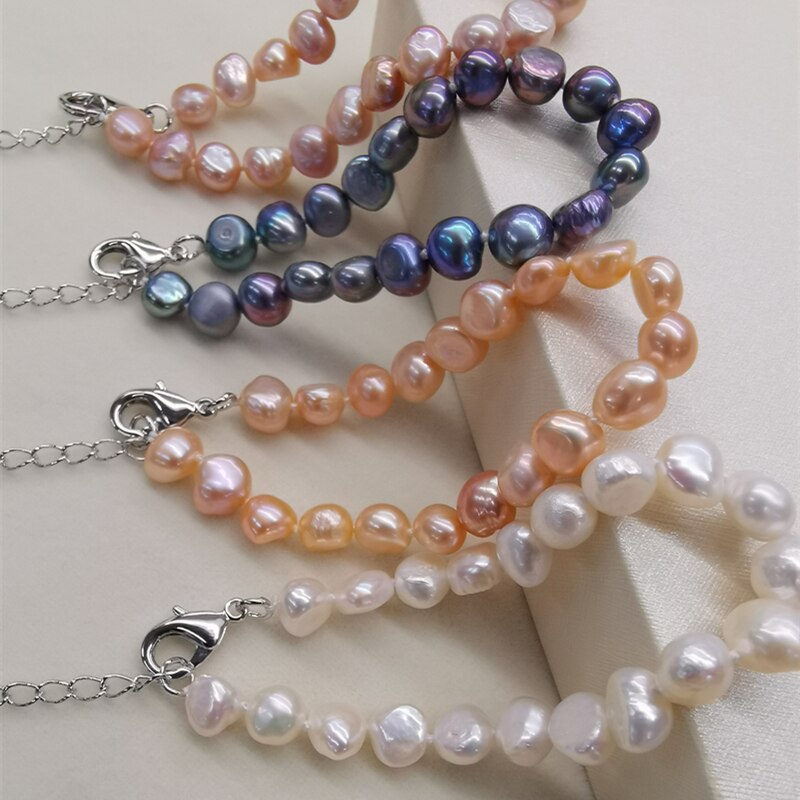 Natural Freshwater Pearl Bracelet for Women Black/White/Pink/Purple Pearl Bracelet Fine Pearl Stainless Steel Bracelet Jewelry - luckacco