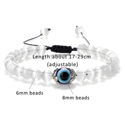 Luckacco Pink Cat Eye Stone Bracelet for Women Men Natural Opal Quartz Chakra Devil's Eye Beads Butterfly Charm Bangle Wrist Jewelry Gift