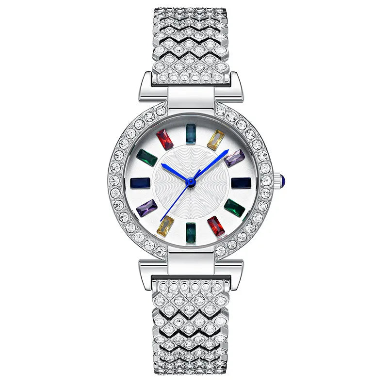 2022 New Fashion Women's Quartz Watch Full Diamond Colorful Waterproof Luxury Women's Waterproof Wrist Watch Female Party Clock -  - Luckacco Jewelry and Watch Store
