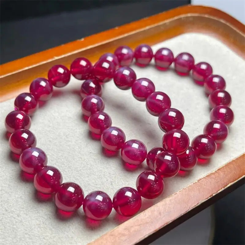 luckacco natural starligh ruby gemstone bracelet handmade crystal jewelry stretch children birthday gift 1pcs 6/8/10mm