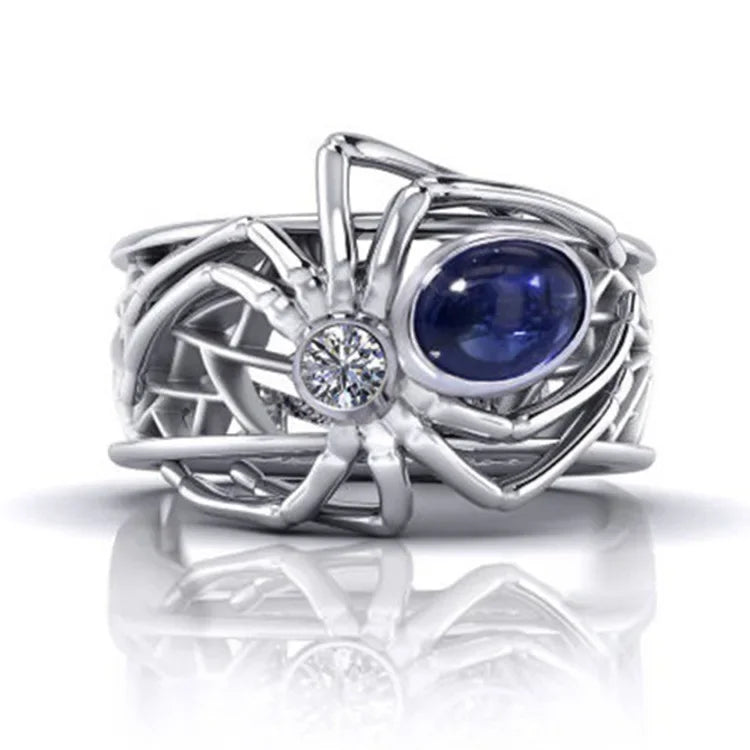 luckacco exquisite unique spider fog finger rings for women shiny cz crystals stone animal  rings female anel accessories gifts