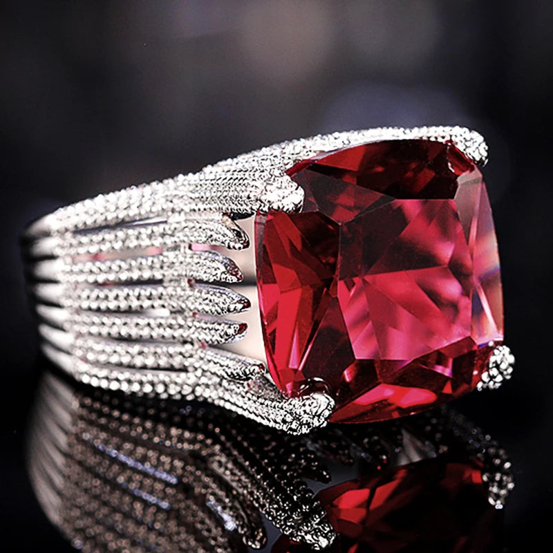 luckacco daily picks hyperbole red cubic zirconia women rings for party new 2023 gorgeous lady's accessories anniversary gift fashion jewelry