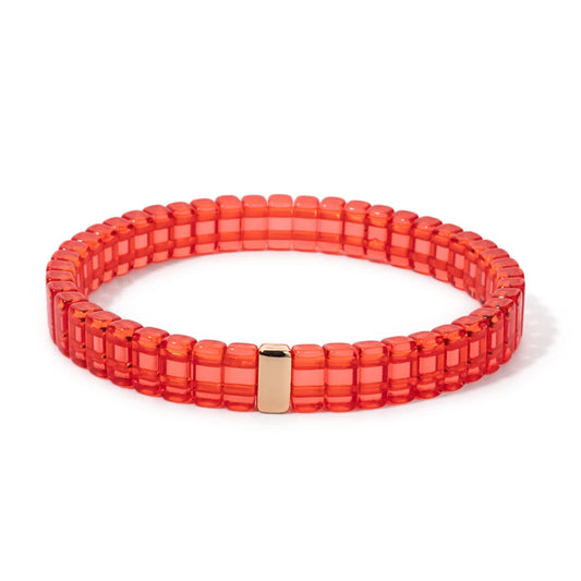 Luckacco 4x8mm Crystal Acrylic Bangle For Women Handmade Rainbow Color Elastic Bracelets