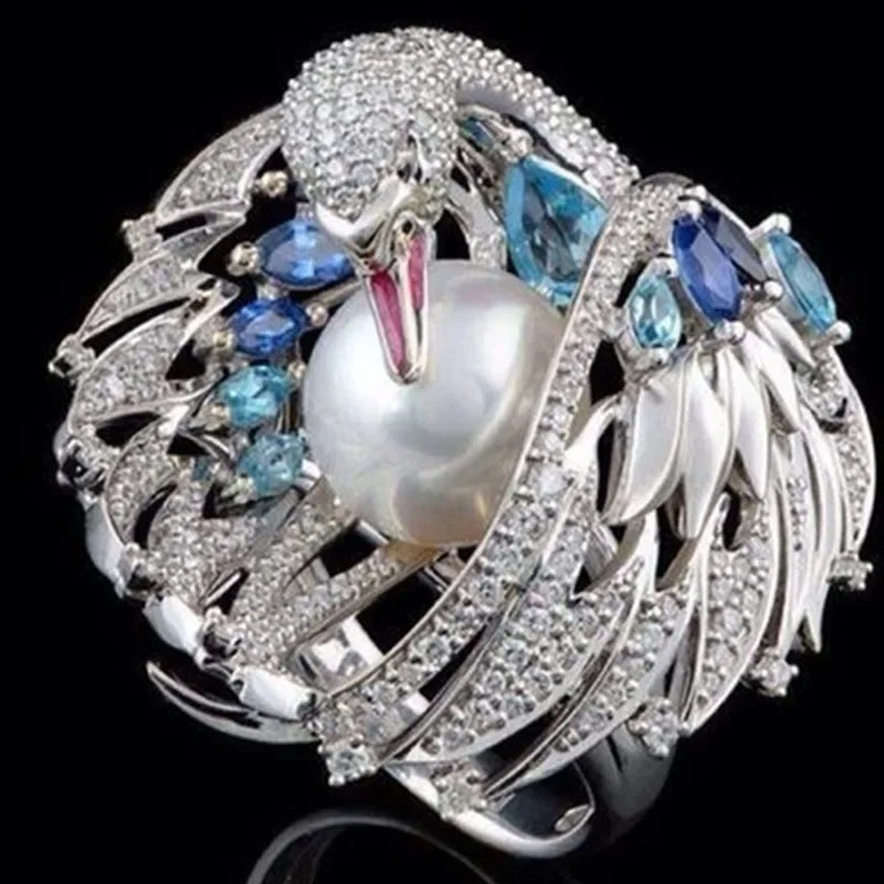 luckacco exquisite unique spider fog finger rings for women shiny cz crystals stone animal  rings female anel accessories gifts