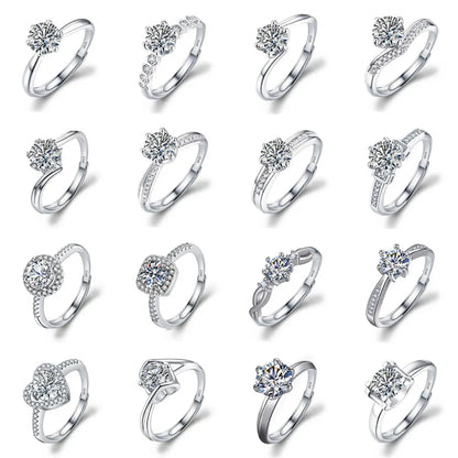 Luckacco Never Fade Luxury Classic 18K White Gold Color Ring Solitaire 2 Carat Zirconia Diamant Wedding Band Women Jewelry Accessories